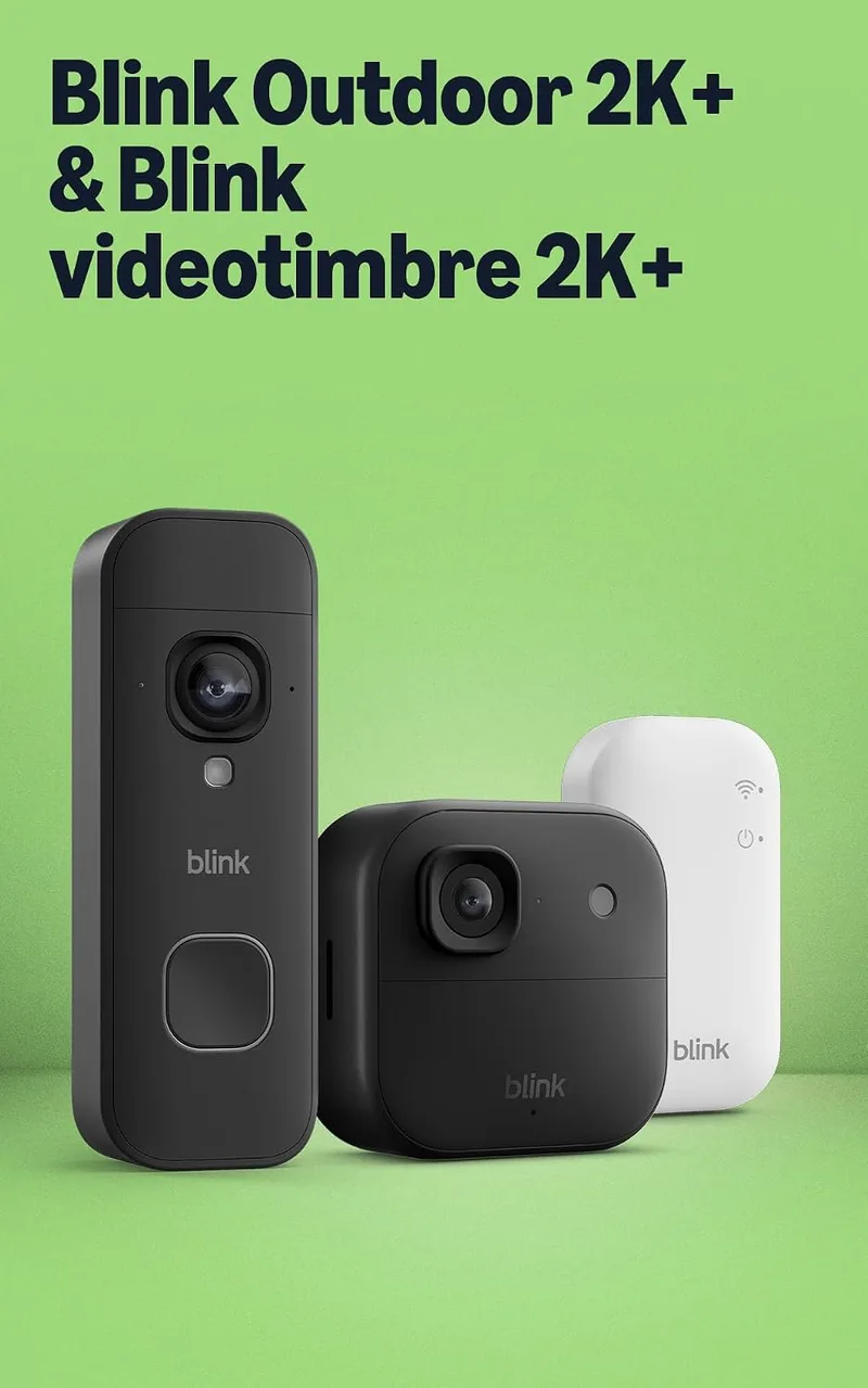 Blink ▫️ Câmara exterior 2K+ com Videotimbre 2K+ (última geração), Preto, módulo de sincronização básico incluído