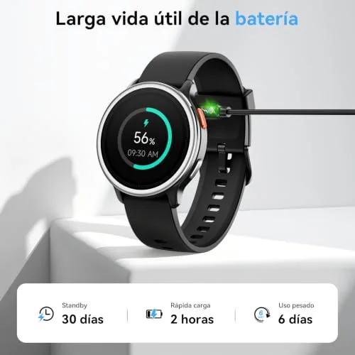 aeac ▫️ Relógio inteligente para mulher e homem, relógio inteligente redondo de 1,27" para mulher, compatível com iPhone/Samsung/Android, 2 braceletes e mais de 120 modos desportivos, monitor de sono, funções de saúde e fitness, resistente à água até 3 ATM, preto 6