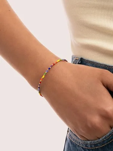 SINGULARU ▫️ Pulseira para mulher Rainbow Colors em aço banhado a ouro 2