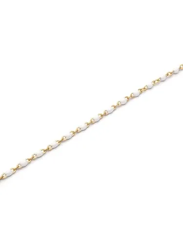 SINGULARU ▫️ Tornozeleira para Mulher Dots Branco Aço com Acabamento Dourado 3