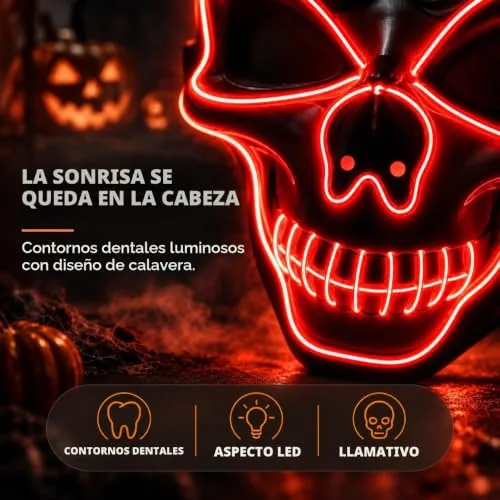 TK Gruppe Timo Klingler ▫️ Máscara LED de Halloween ao estilo «Purge», iluminação regulável e rosto luminoso – Fato para homens e mulheres para o Halloween e o carnaval (várias cores à escolha) 3