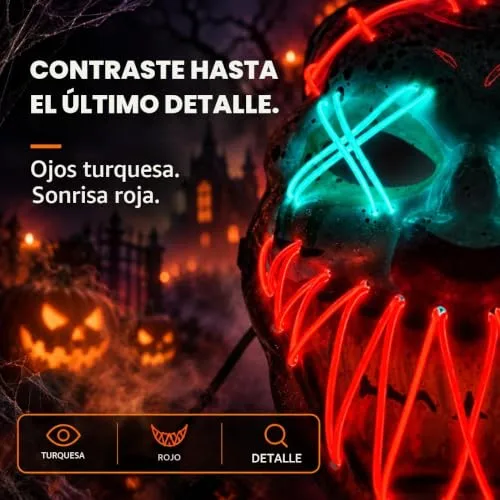 TK Gruppe Timo Klingler ▫️ Máscara LED de Halloween ao estilo «Purge», iluminação regulável e rosto luminoso – Fato para homens e mulheres para o Halloween e o carnaval (várias cores à escolha) 3