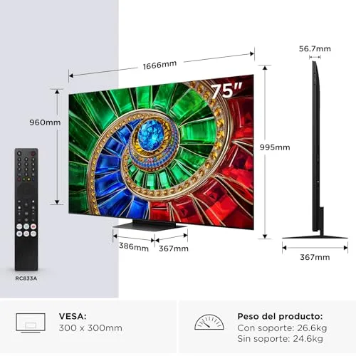 TCL ▫️ 75RM7L Smart TV de 75 polegadas, RGB-Mini LED, 4K, HDR10+, 2 000 nits 2