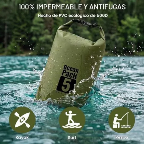 URAQT ▫️ Sacos Estanques Impermeáveis, Saco Impermeável de 5 L/10 L/20 L, Saco Estanque com Bolsa para telemóvel e Alça Longa Ajustável para Caiaque, Caminhadas, Rafting, Acampamento, Pesca, Ciclismo 4