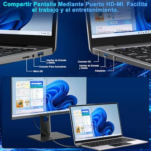 bvate ▫️ 2026 Portátil de 14" com Windows 11, 8 GB de RAM e SSD de 256 GB - Cinzento 6