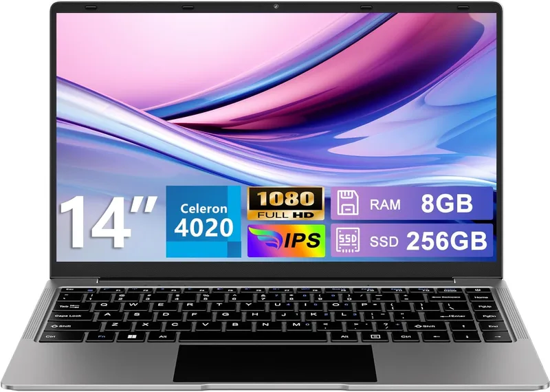 bvate ▫️ 2026 Portátil de 14" com Windows 11, 8 GB de RAM e SSD de 256 GB - Cinzento