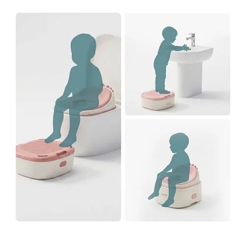 Relaxdays ▫️ Penico infantil 4 em 1 Dino, com tampa, 30 x 36,5 x 33,5 cm, rosa 3