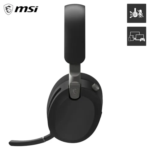 MSI ▫️ Auscultadores de jogos sem fios Maestro 500 Wireless, pretos (Bluetooth 5.4, USB-C a 2,4 GHz, cancelamento ativo de ruído ANC, autonomia de até 90 horas, microfone com cancelamento de ruído ENC, áudio Nahimic 3D) 3