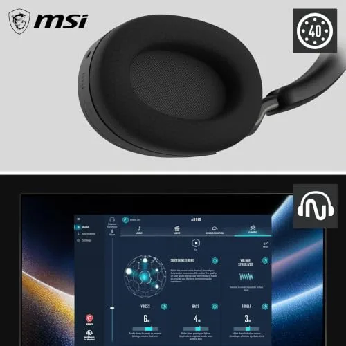 MSI ▫️ Auscultadores de jogos sem fios Maestro 500 Wireless, pretos (Bluetooth 5.4, USB-C a 2,4 GHz, cancelamento ativo de ruído ANC, autonomia de até 90 horas, microfone com cancelamento de ruído ENC, áudio Nahimic 3D) 4