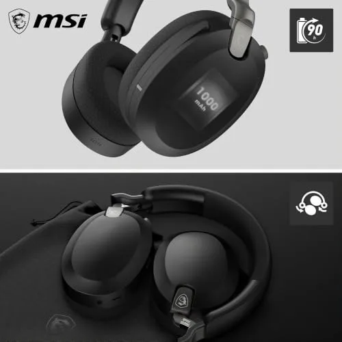MSI ▫️ Auscultadores de jogos sem fios Maestro 500 Wireless, pretos (Bluetooth 5.4, USB-C a 2,4 GHz, cancelamento ativo de ruído ANC, autonomia de até 90 horas, microfone com cancelamento de ruído ENC, áudio Nahimic 3D) 5