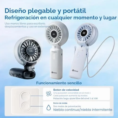 QUMOX ▫️ Ventilador Portátil com Nebulizador 4