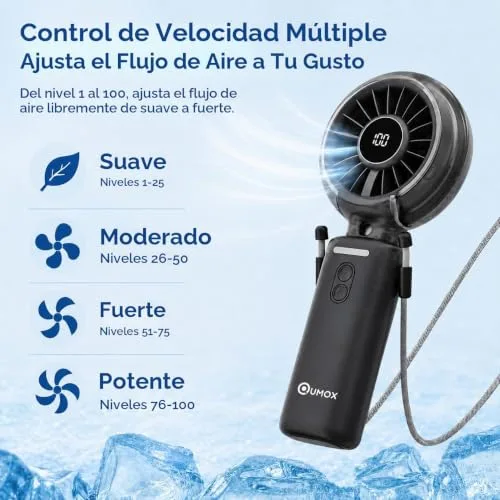 QUMOX ▫️ Ventilador Portátil com Nebulizador 5