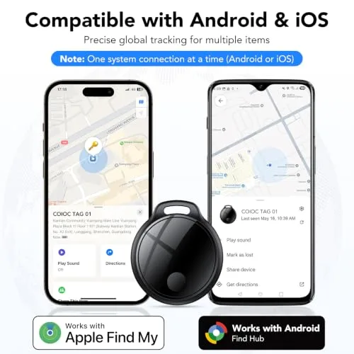 coioc ▫️ Smart Tag 4 unidades para Android e iOS, localizador Bluetooth para chaves, malas, carteiras, mochilas e bolsas, localizador com 120 dB, rede de localização global, partilha familiar, IP67, sem subscrição 2