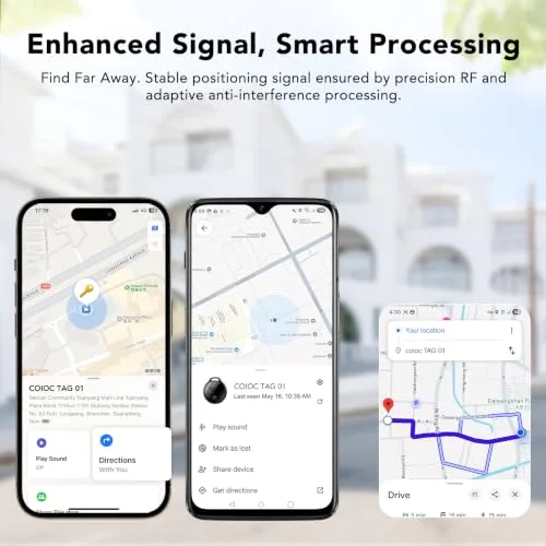 coioc ▫️ Smart Tag 4 unidades para Android e iOS, localizador Bluetooth para chaves, malas, carteiras, mochilas e bolsas, localizador com 120 dB, rede de localização global, partilha familiar, IP67, sem subscrição 4