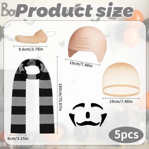VgxRolq ▫️ Fato do Gru de 5 peças, fato de Halloween com rede para o cabelo, nariz, cachecol, sobrancelhas e barba, fato inspirado no filme para o carnaval, Halloween, festas temáticas e jogos de interpretação de papéis 2