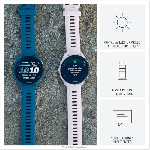 Garmin ▫️ Forerunner 70 – Relógio inteligente para corrida com GPS, ecrã tátil AMOLED, métricas otimizadas, planos de treino, monitorização da saúde, autonomia de 13 dias, cor lilás 3