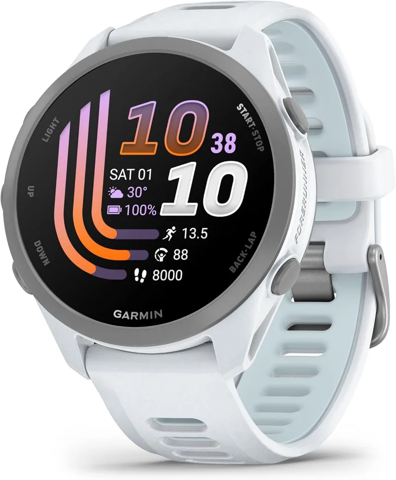 Garmin ▫️ Forerunner 170 – Relógio inteligente para corrida com GPS, ecrã tátil AMOLED, métricas otimizadas, planos e estado de treino, estado de saúde, Pay, autonomia de 10 dias, branco