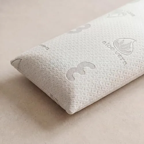 Todocama ▫️ Almofada Viscoelástica com Aloe Vera Núcleo Viscoelástico Compacto para a coluna cervical e pescoço, Firmeza Média-Alta, Capa Dupla com Fecho de correr (90 cm). 2