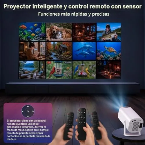FEINODI ▫️ Projetor portátil 4K Full HD 1080p com suporte, mini-projetor 6