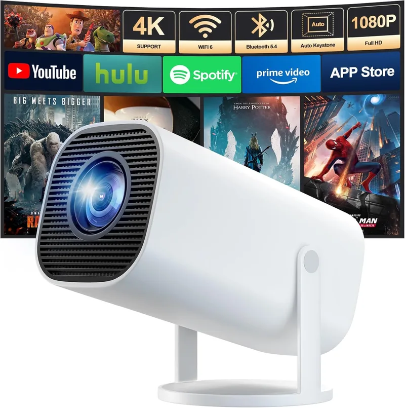 FEINODI ▫️ Projetor portátil 4K Full HD 1080p com suporte, mini-projetor