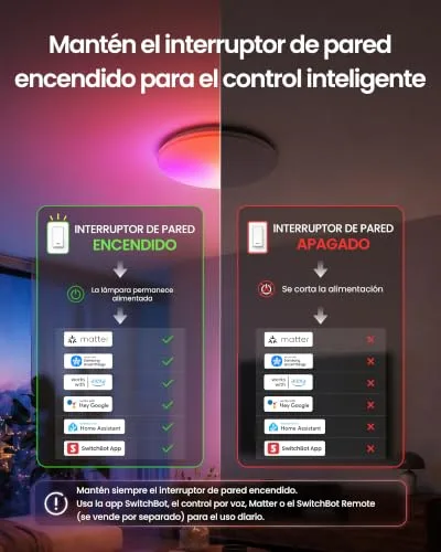 SwitchBot ▫️ RGBICWW Luminária de teto LED de 30 cm, Luminária de teto com certificação Matter, 2000 LM, 2700 K-6500 K, Luminária de teto LED compatível com Apple Home e Alexa, CRI 90+, Iluminação interior para sala de estar, quarto e cozinha 4