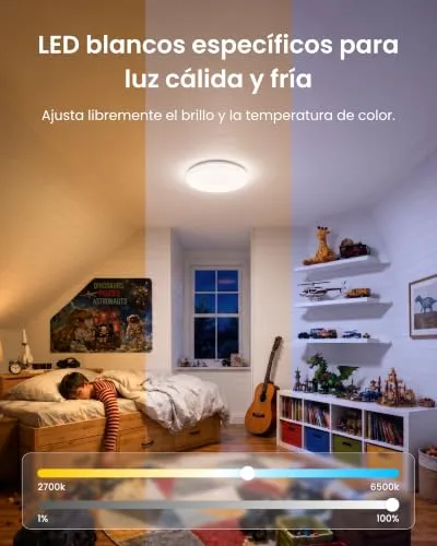 SwitchBot ▫️ RGBICWW Luminária de teto LED de 30 cm, Luminária de teto com certificação Matter, 2000 LM, 2700 K-6500 K, Luminária de teto LED compatível com Apple Home e Alexa, CRI 90+, Iluminação interior para sala de estar, quarto e cozinha 6