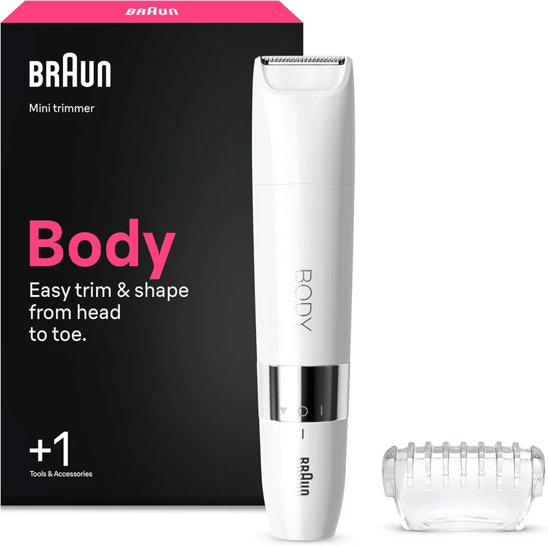 Braun ▫️ Mini-aparador corporal para mulher, BS1000, branco
