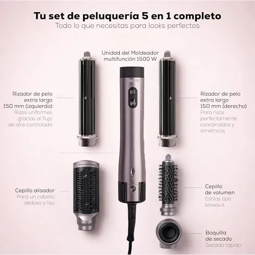 Beurer ▫️ HT 110 Airstyler 5 em 1, modelador de cabelo multifuncional para caracóis, alisamento e volume, penteado suave para todos os tipos de cabelo, cerâmica com turmalina, tecnologia iônica, 5 acessórios 4