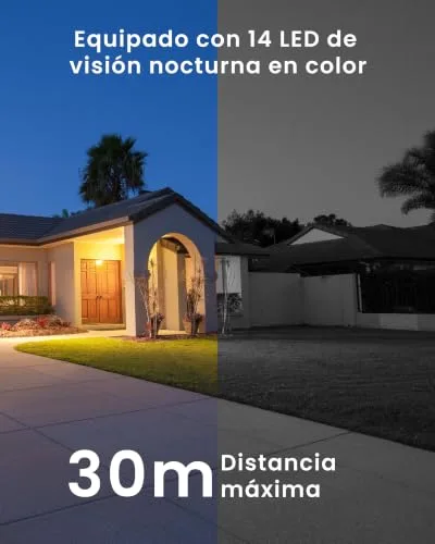 ANBIUX ▫️ Câmara de vigilância exterior Wi-Fi com lente dupla 2K, câmara de vigilância de 2,4/5 GHz, PTZ de 360°, Ethernet, visão noturna a cores, áudio bidirecional, deteção de pessoas, cabo de 2 m 4