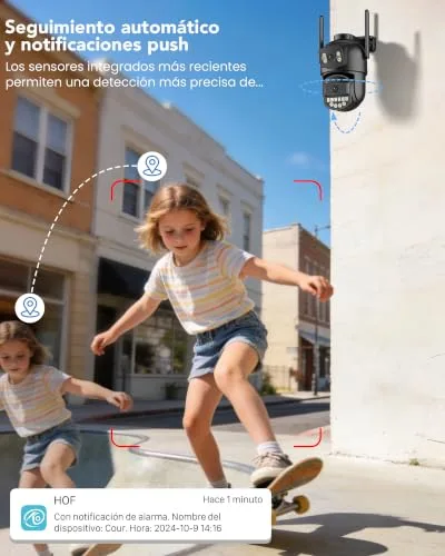 ANBIUX ▫️ Câmara de vigilância exterior Wi-Fi com lente dupla 2K, câmara de vigilância de 2,4/5 GHz, PTZ de 360°, Ethernet, visão noturna a cores, áudio bidirecional, deteção de pessoas, cabo de 2 m 6