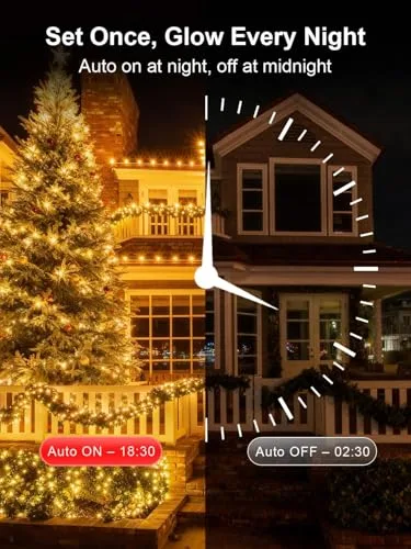 ARKOCHIC ▫️ 20 m de luzes de Natal para exterior, 200 luzes LED para árvore de Natal em branco quente 3
