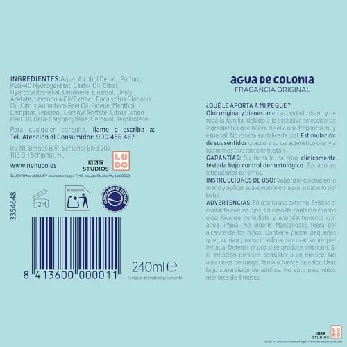 Nenuco ▫️ água de colónia com fragrância original, em formato de spray de 240 ml, edição limitada Bluey, recomendada para bebés a partir dos 3 meses 2
