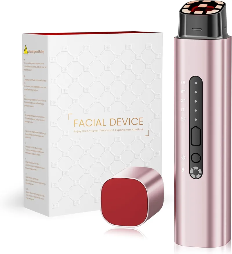 Oranmagic ▫️ Aparelho Profissional de Radiofrequência Facial, Massajador Facial de Microcorrente 5 em 1, Dispositivo Elétrico Anti-acne, Antirrugas, Reafirmante e Lifting para o Rosto e Pescoço (Ouro rosa)