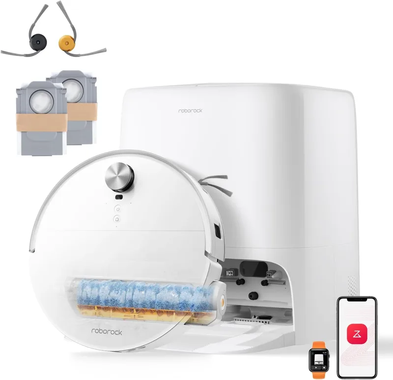 roborock ▫️ Conjunto Qrevo Edge 2 Flow: Aspirador robô com sucção extrema de 35 000 Pa, branco