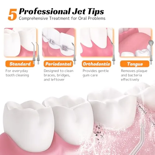 FlossJet ▫️ Irrigador dentário sem fios, irrigador oral portátil com 4 modos 4