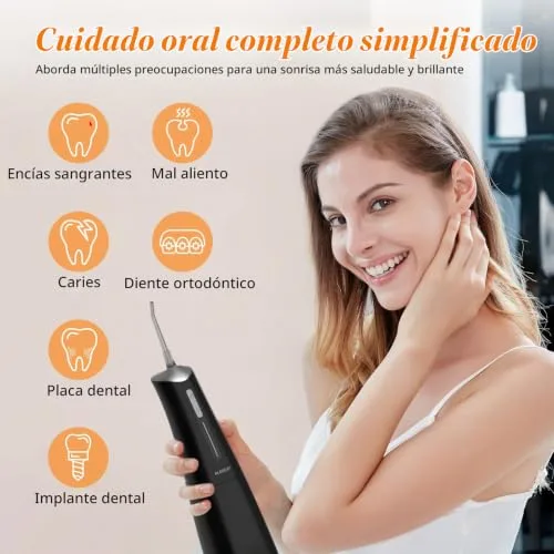 FlossJet ▫️ Irrigador dentário sem fios, irrigador oral portátil com 4 modos 5