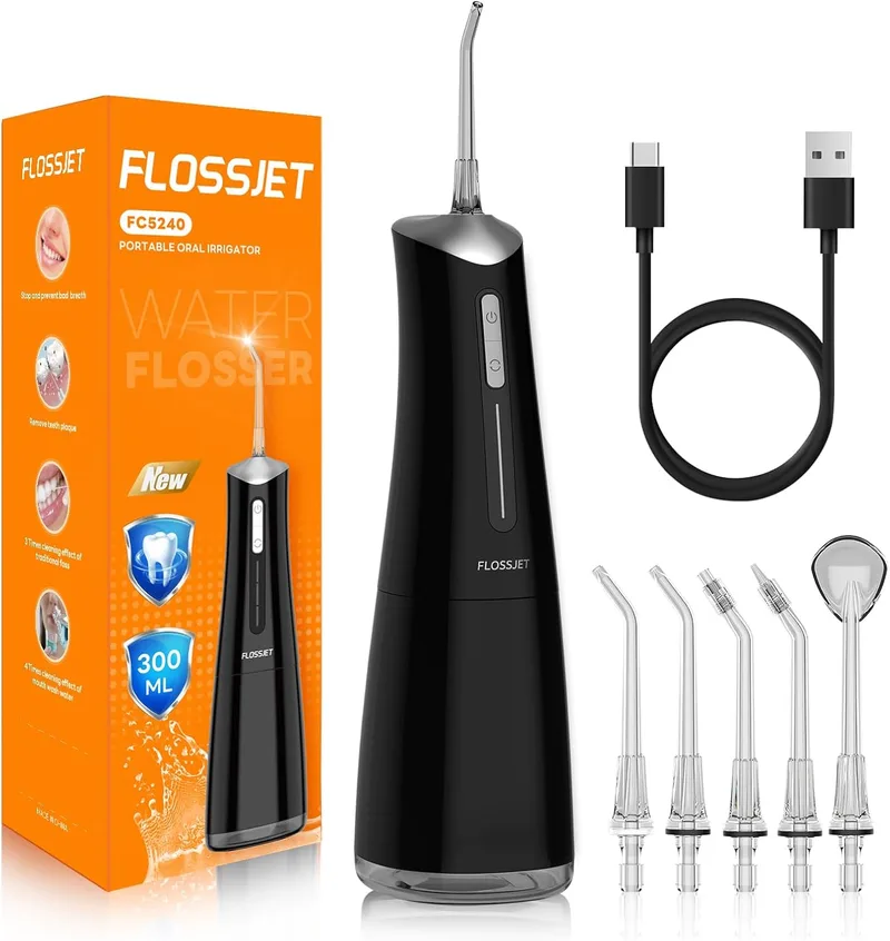 FlossJet ▫️ Irrigador dentário sem fios, irrigador oral portátil com 4 modos