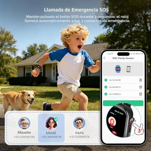 AIMIUVEI ▫️ Relógio inteligente 4G para crianças com GPS, videochamadas, chamadas, lanterna, preto 4