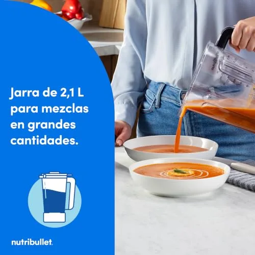 NutriBullet ▫️ Liquidificador Power Core™ – Liquidificador com jarro XL de 2,1 L, para smoothies e gelo picado, 3 velocidades + função Pulse, programa automático para smoothies, 1200 W, preto (NBF430MB) 5