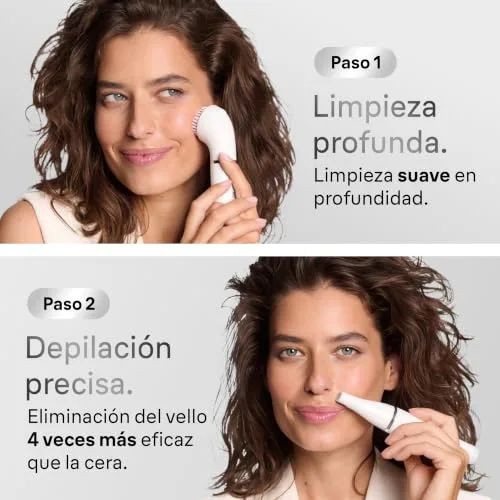 Braun ▫️ Depiladora facial FaceSpa para mulher com 4 acessórios, 851V, Branco/Bronze 3