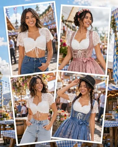 Effeet ▫️ Effect - Blusa tirolesa para mulher, blusa de manga curta para a Oktoberfest 5