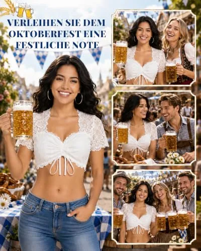 Effeet ▫️ Effect - Blusa tirolesa para mulher, blusa de manga curta para a Oktoberfest 6