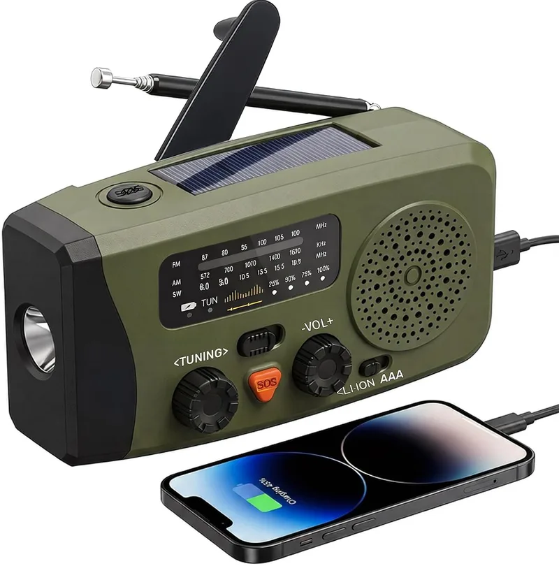 MUSHUI ▫️ Rádio portátil, FM/AM, rádio de emergência com recarga solar, rádios com dínamo e manivela, com lanterna LED e luz de leitura, powerbank SOS USB de 2000 mAh para acampamento e atividades ao ar livre, kit de sobrevivência, RD3
