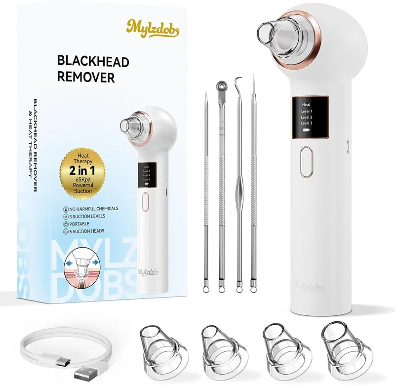 Mylzdobs ▫️ Aspirador de pontos negros com 5 bicos e 3 modos para limpeza facial | Kit de limpeza facial e nasal para eliminar pontos negros e acne oleosa, aspirador de pontos negros,