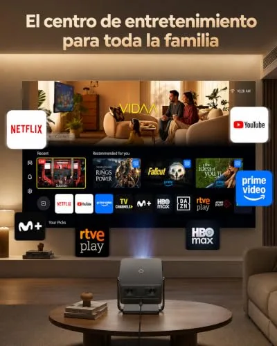 WiMiUS ▫️ Projetor 4K | 2500 ANSI ultrabrilhante | Sistema operativo VIDAA rápido e fluido | Dolby Audio 56 W | Projetor para exterior para cinema no jardim, FHD 1080p nativo, focagem automática com IA, HDMI 2.1, HDR10, Cinema em casa 4