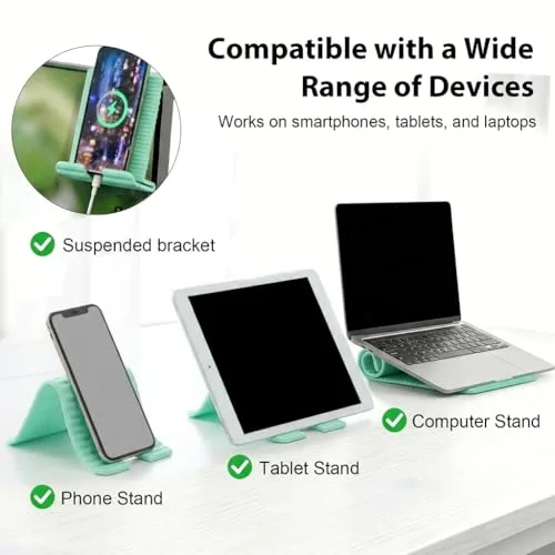 XAVURO ▫️ Suporte dobrável para telemóvel em silicone, suporte de secretária universal antiderrapante para smartphone e tablet, ajustável e ergonómico (azul) 4