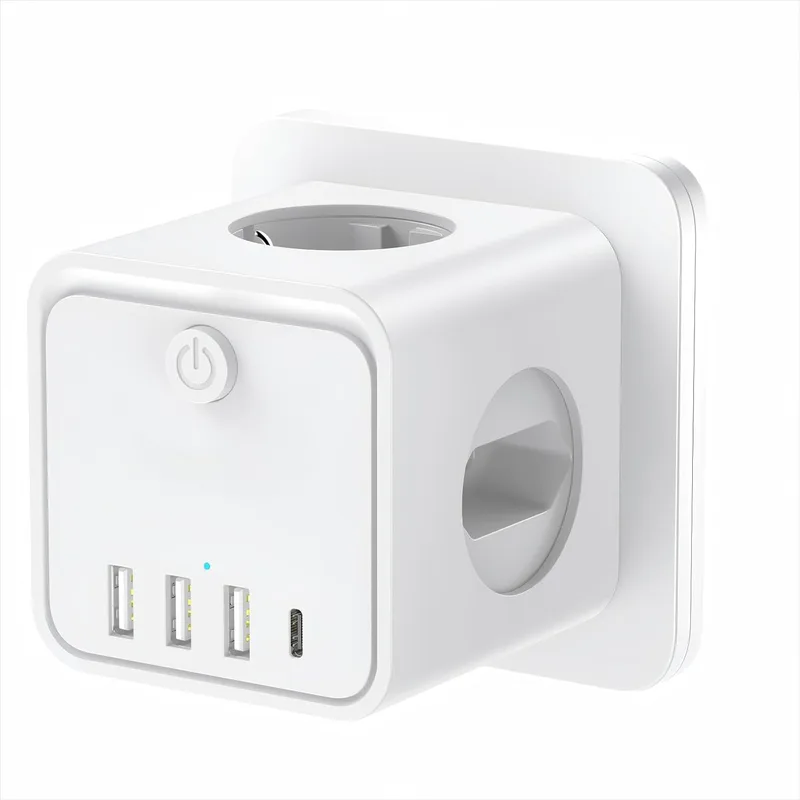 Genérico ▫️ 7in1 USB Multiple Socket Thief, Multiple Socket Thief com 2 European e 1 Schuko AC Power Strip, Multiple Wall Socket with Switch, USB Socket for Office, Kitchen and Bedrooms