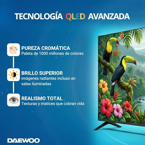 Daewoo ▫️ 65VB56QV Smart TV de 65 polegadas QLED 4K UHD, HDR10, Dolby Audio, Bluetooth, HDMI 2.1, design sem moldura (Frameless), Gama 2026 3