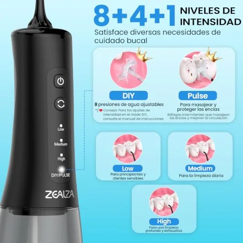 Zealza ▫️ Irrigador dentário portátil com 13 modos DIY e 5 bicos 2
