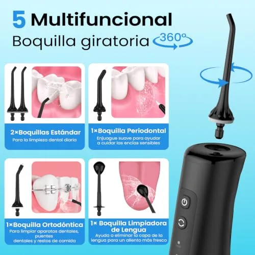 Zealza ▫️ Irrigador dentário portátil com 13 modos DIY e 5 bicos 3